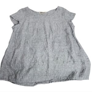 2pc Flax Gray, Black & White 100% Linen Capri Set Top & Pants Sz X-Small P 4-6